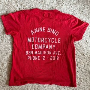 ANINE BING Levy Motorcycle Club T Shirt Red
